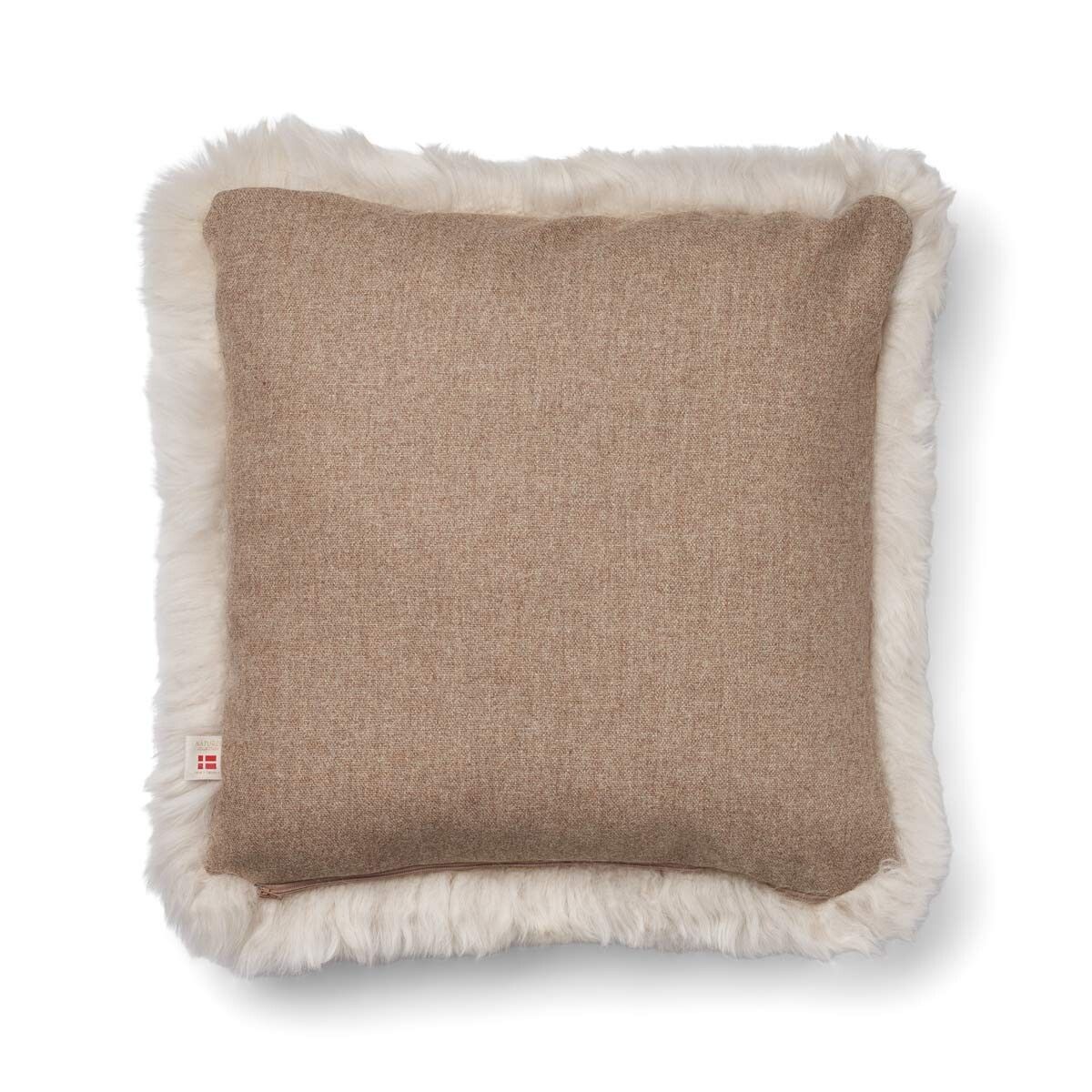 Pute i saueskinn av lang ull Beige/lin