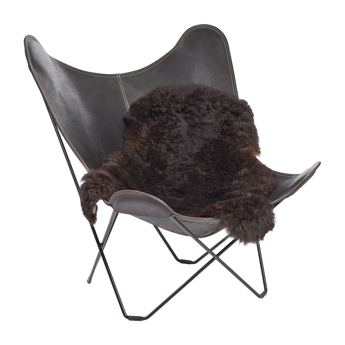 Saueskinn | Korthåret | Island | 90-100x60 cm Natursvart