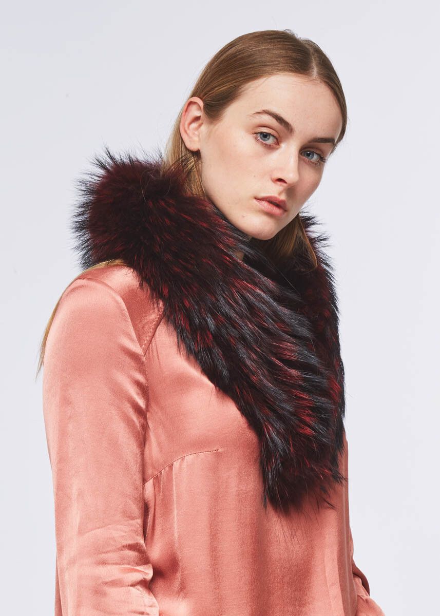 Klara Deluxe pelskrage Bordeaux