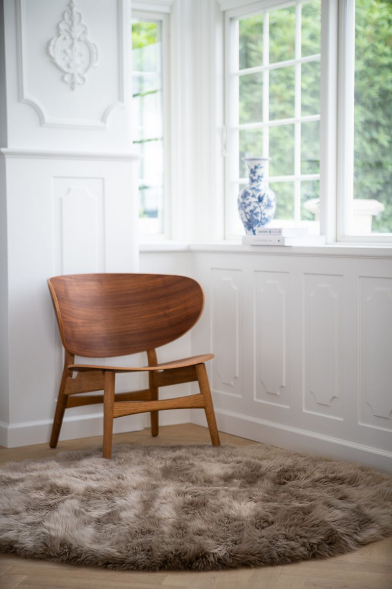 Designgulvteppe | Langhåret | New Zealand | Ø140 cm Svart