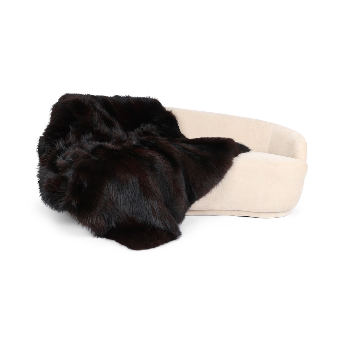 Premium revskinnspledd | Bakside i kasjmir | Mørkebrun | 150x150 cm