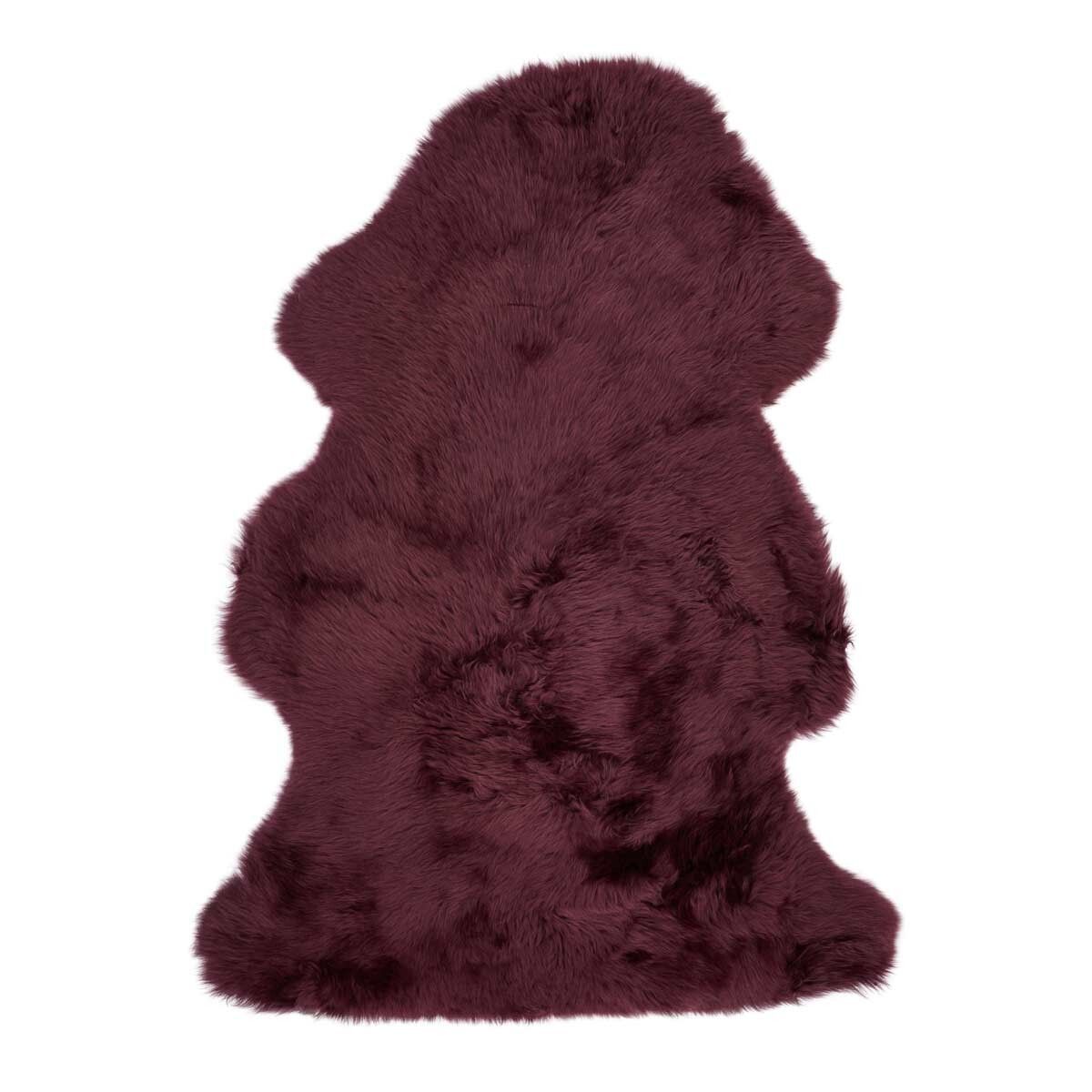 Langt saueskinn i ull 115x60 cm Aubergine