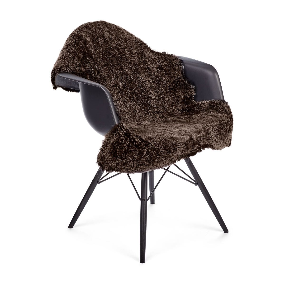 Kort ullkrøllete saueskinnteppe 90 cm Cappuccino