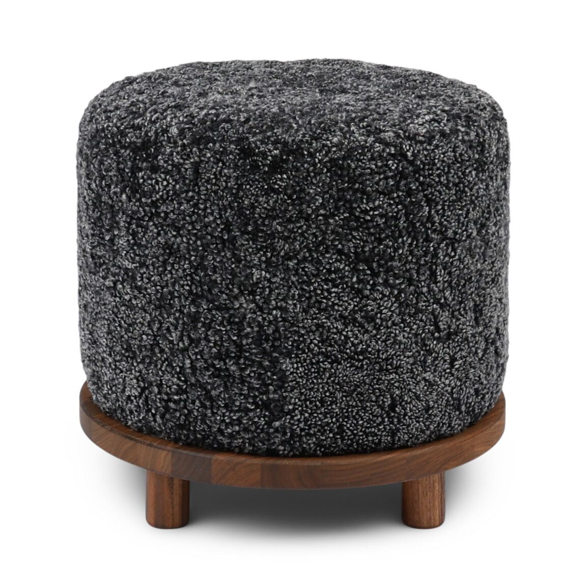 Simon pouf | Korthåret | D46xH42 cm Koksgrå