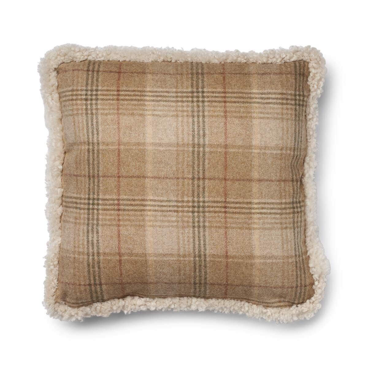 Checked Collection | Ullpute | Korthåret | Dobbeltsidig | 52x52 cm Sand-Beige/Beige