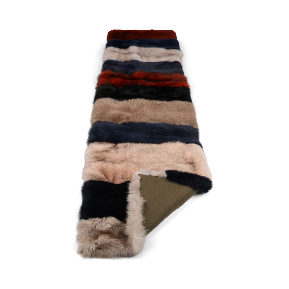 Premium revskinnspledd | Bakside i kasjmir | Flerfarget | 70x260 cm