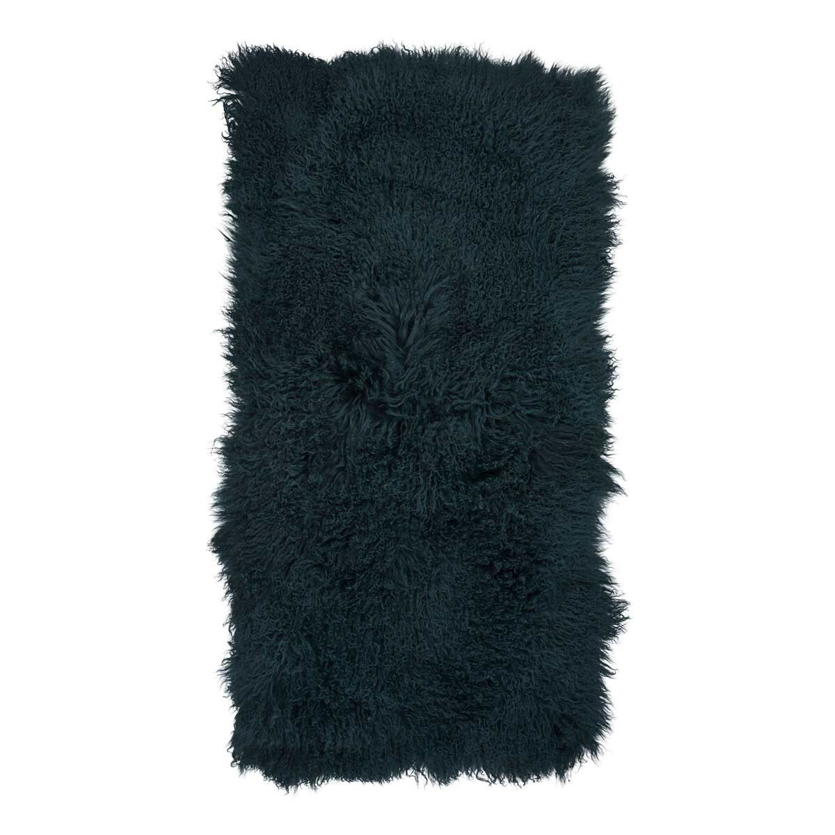 Saueskinnpledd | Krøllet | Tibet | 60x120 cm Blågrønn