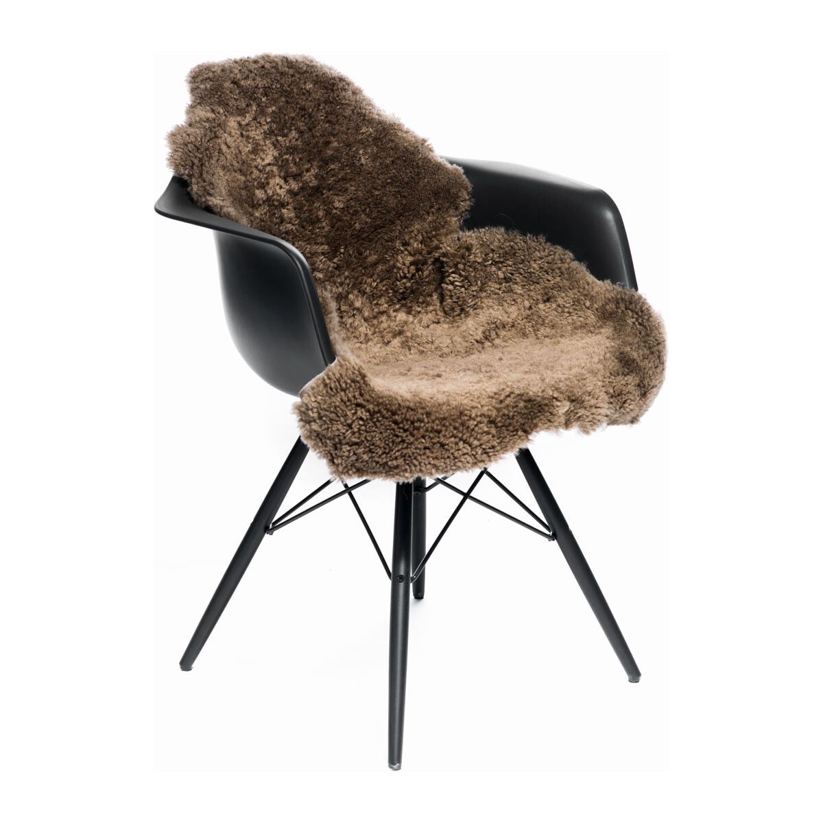 Kort ullkrøllete saueskinnteppe 90 cm Taupe