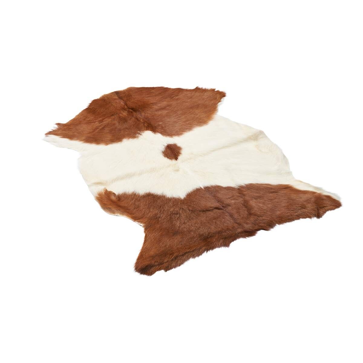 Geiteskinn i kort ull Brun/Hvit