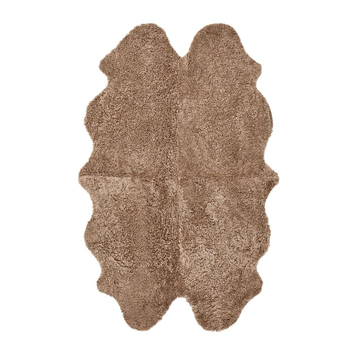Kort ullkrøllete saueskinnteppe 180x110 cm Taupe