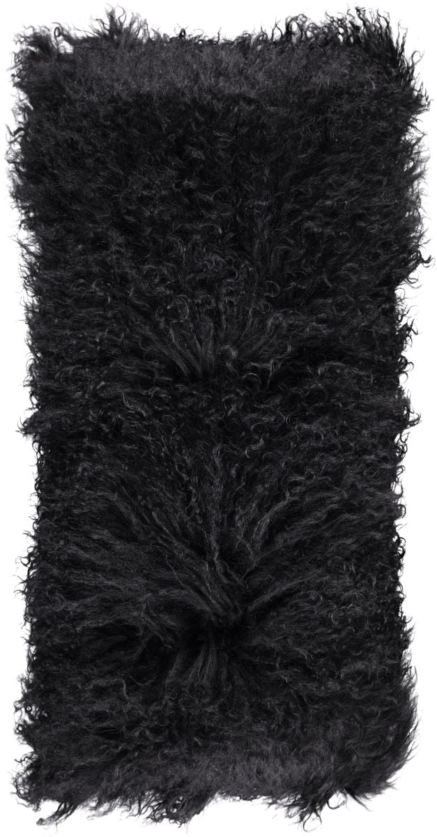 Saueskinnspute | Krøllet | Tibet | 28x56 cm Svart
