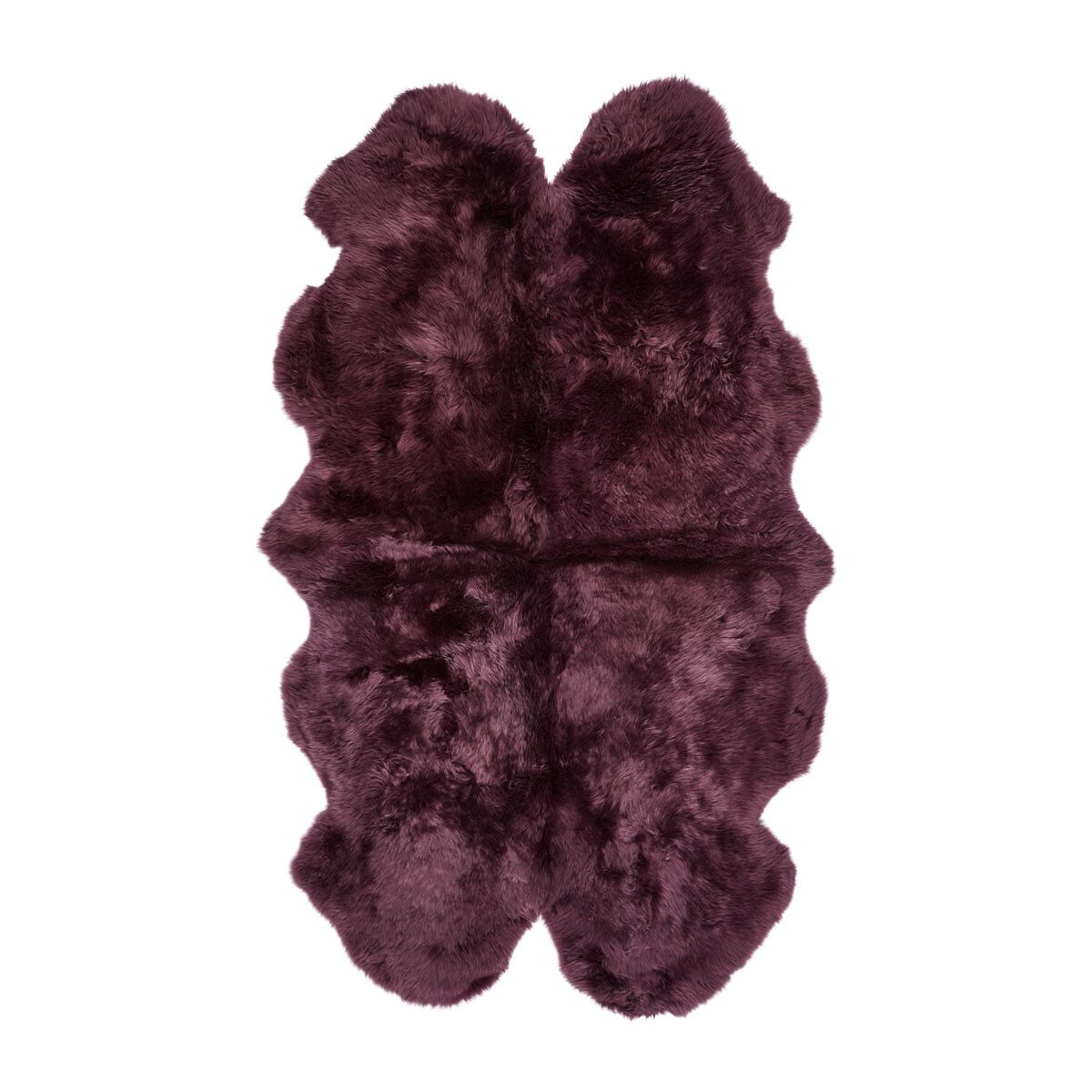 Langt saueskinnteppe i ull 180x110 cm Aubergine
