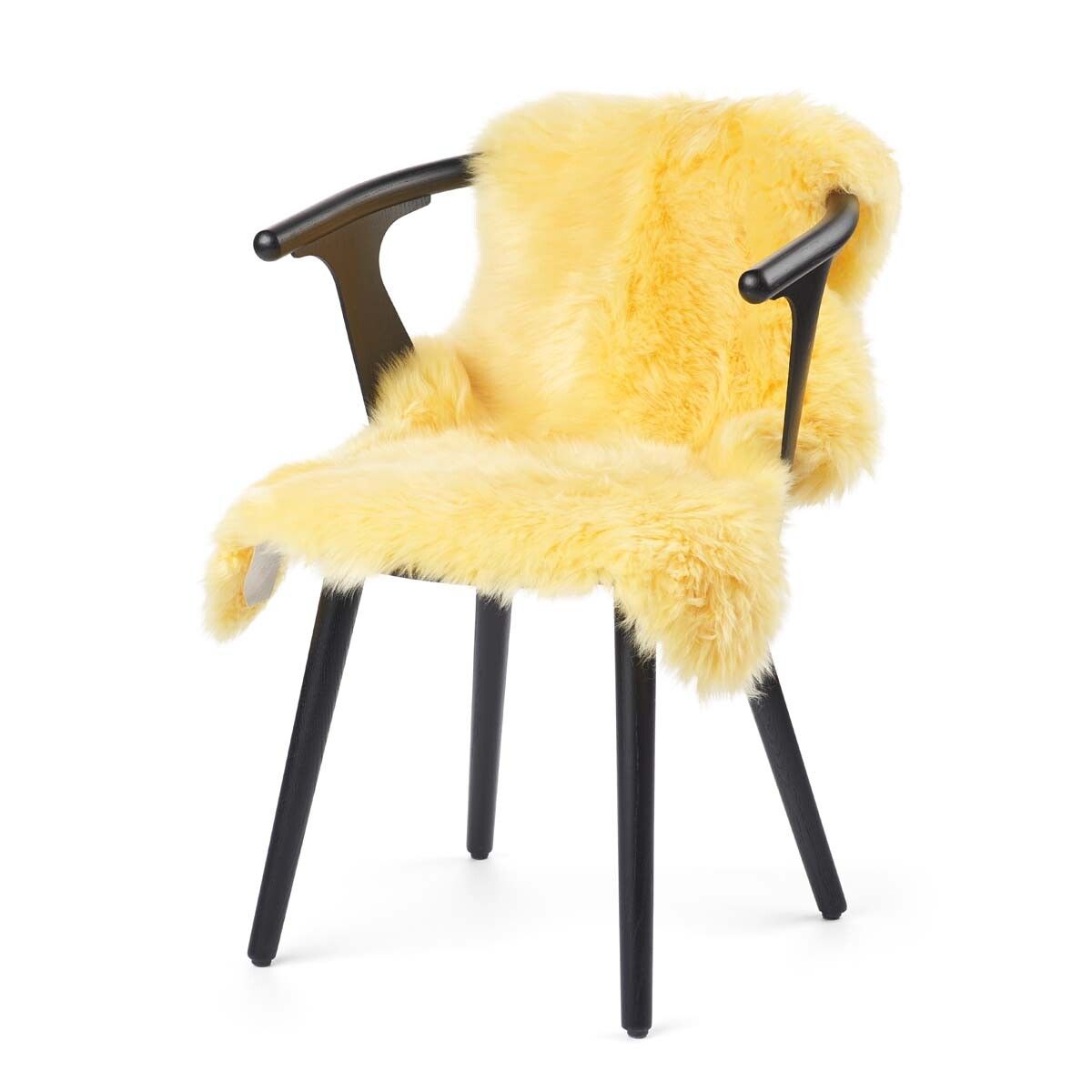 Langt saueskinn i ull 100 cm Sitron