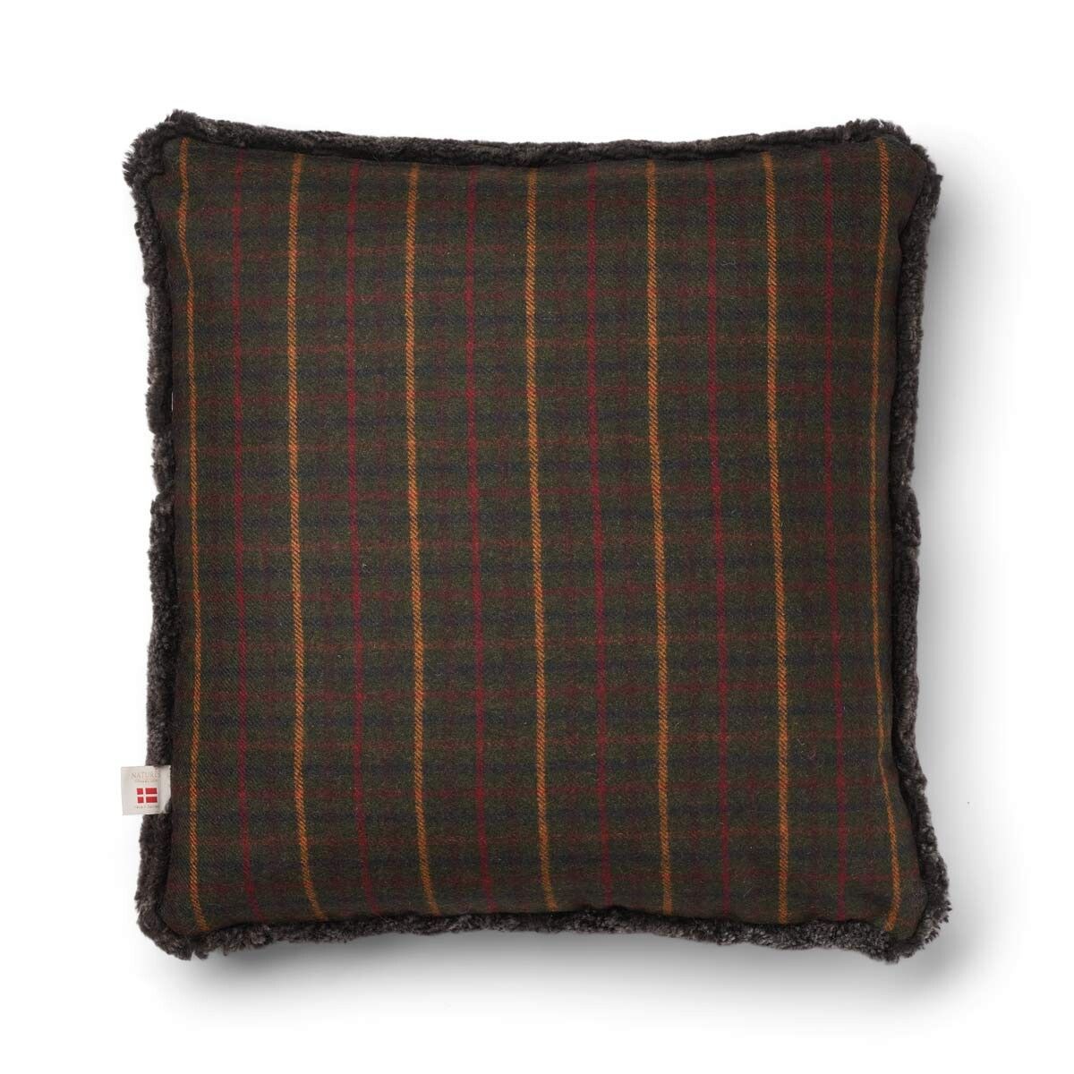 Checked Collection | Ullpute | Korthåret | 52x52 cm Rutet Mørkegrønn / Cappuccino
