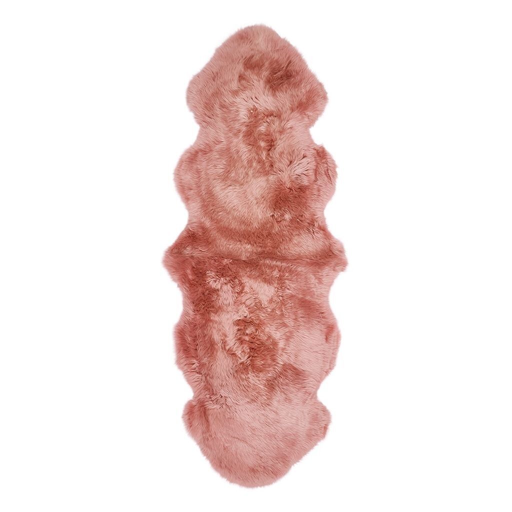 Langt saueskinnteppe i ull 180 cm Rosa