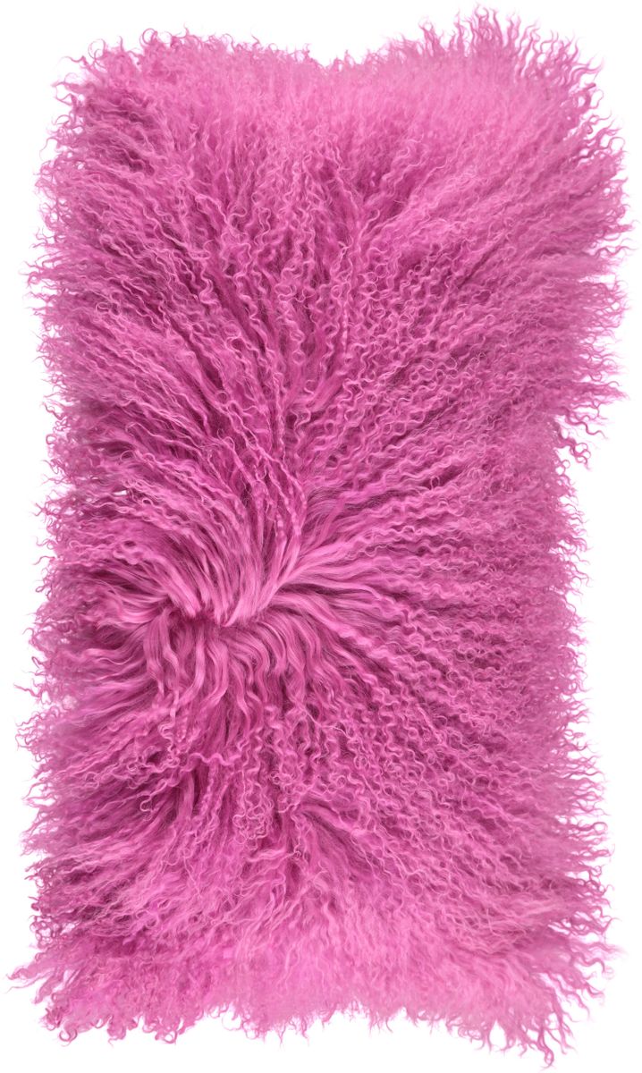 Saueskinnspute | Krøllet | Tibet | 28x56 cm Malaga Pink