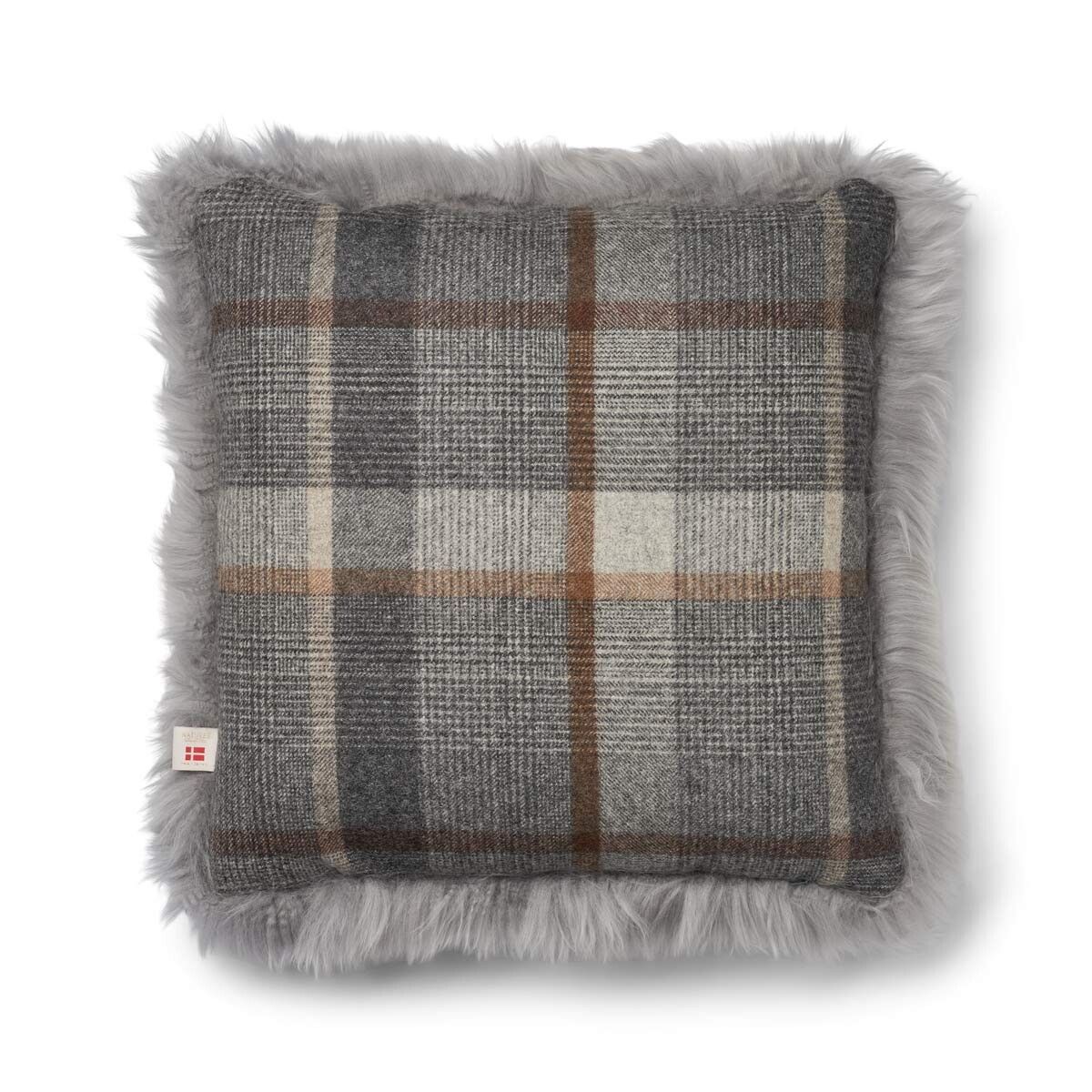 Checked Collection | Ullpute | Langhåret | 52x52 cm Rutet – Grå/Lys grå