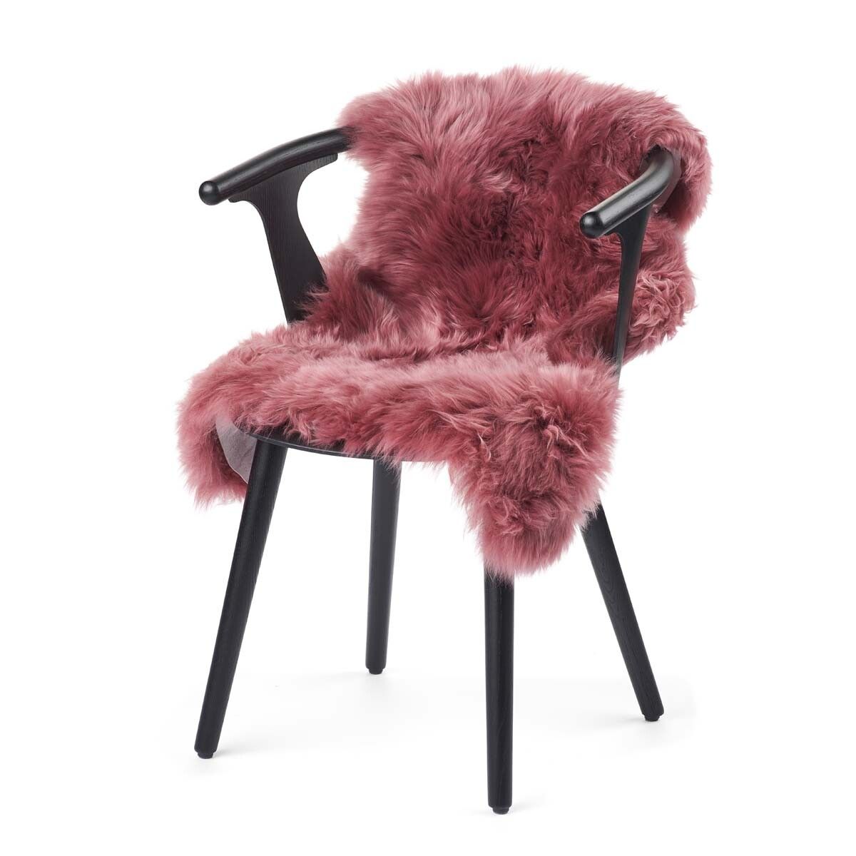 Langt saueskinn i ull 90 cm Gammelrosa