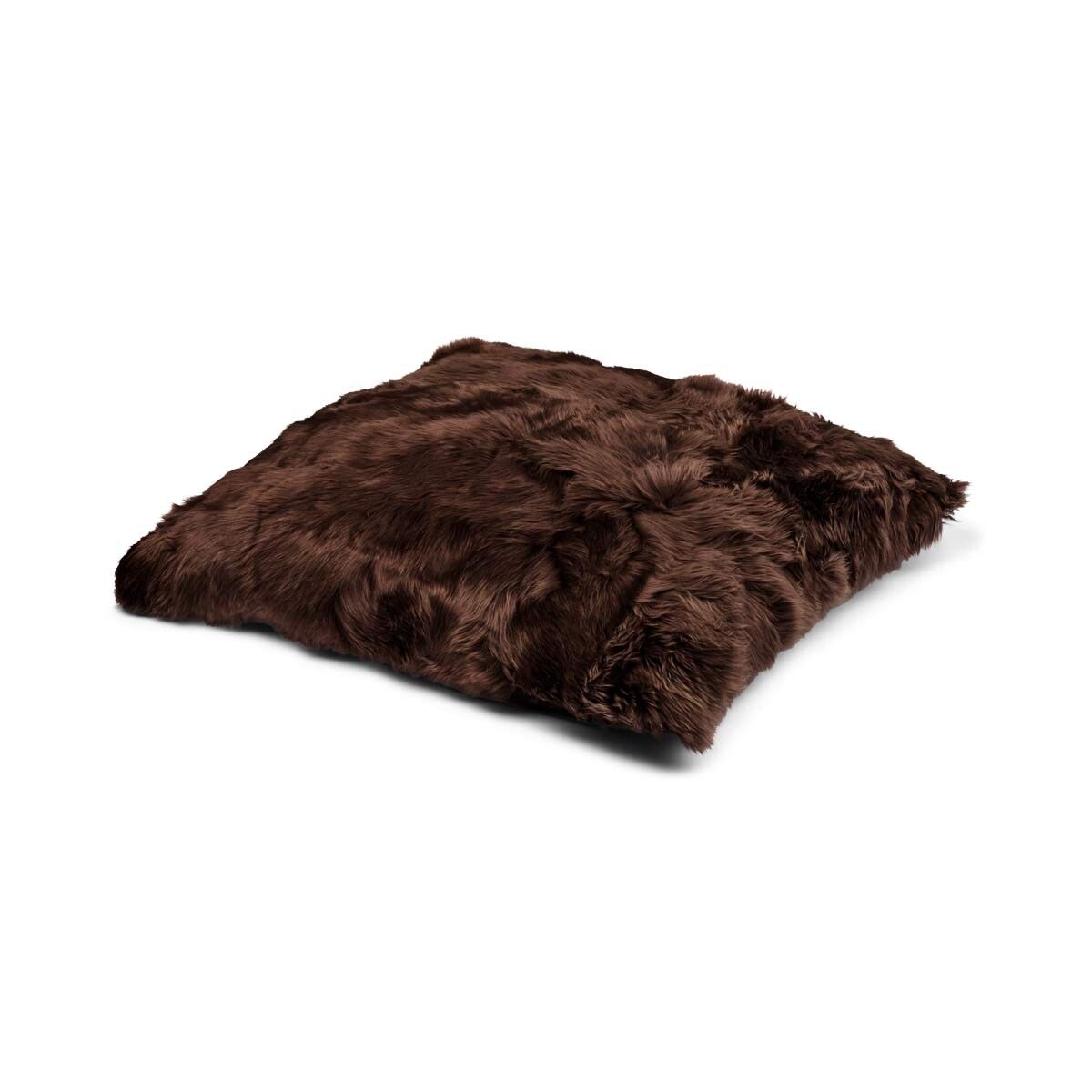 Maxi Float pute | Langhåret | New Zealand | Dobbeltsidig | 90x90 cm Sjokolade
