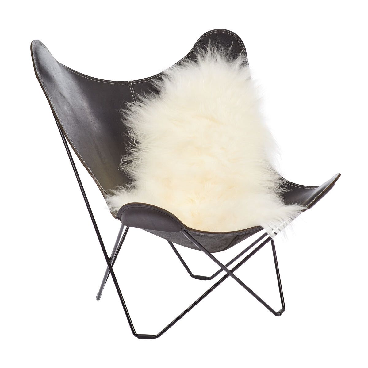 Langt saueskinn i ull 90 cm