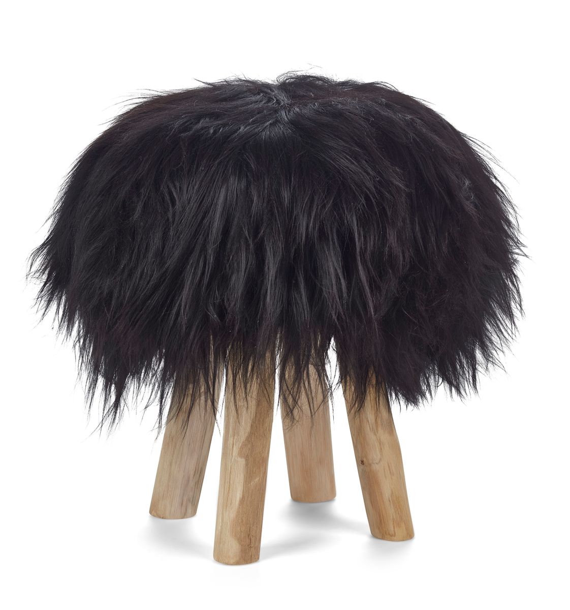 Long-Wool Stool Cover Svartaktig