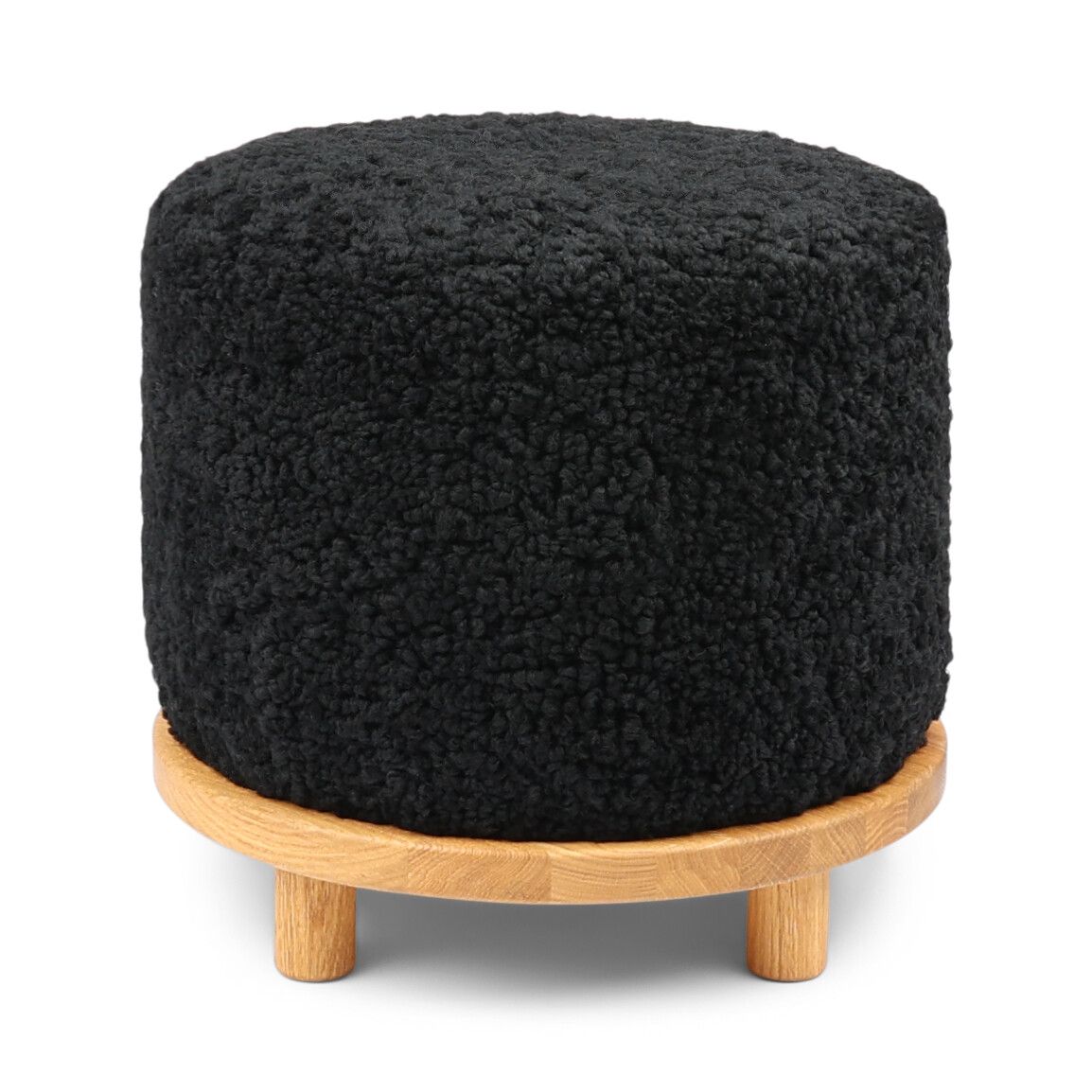 Simon pouf | Korthåret | D46xH42 cm Svart