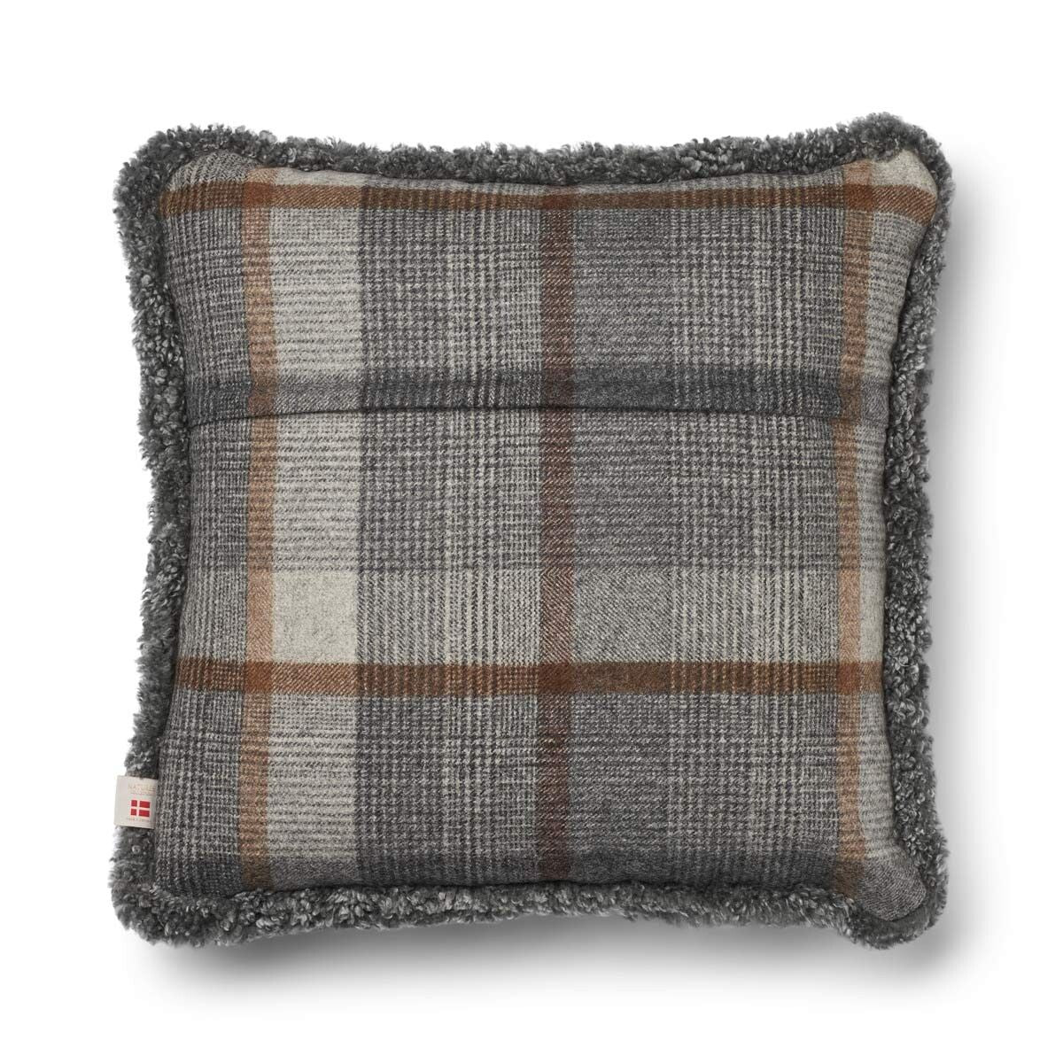 Checked Collection | Ullpute | Korthåret | Dobbeltsidig | 52x52 cm Rutet – Grå/Lys grå