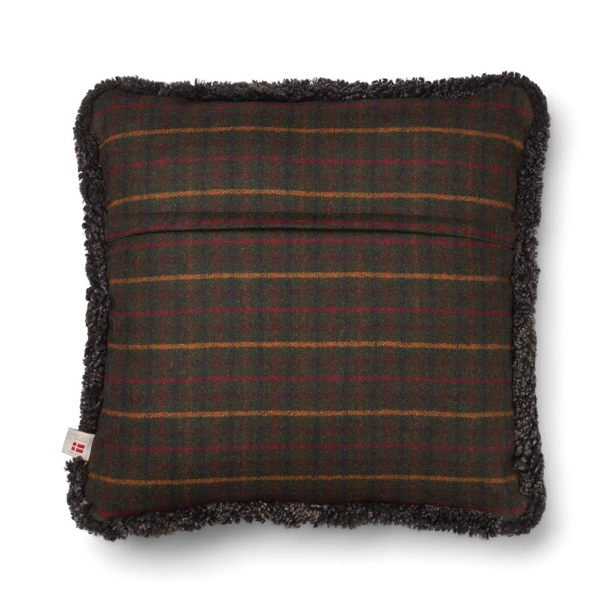 Checked Collection | Ullpute | Korthåret | Dobbeltsidig | 52x52 cm Rutet Mørkegrønn / Cappuccino