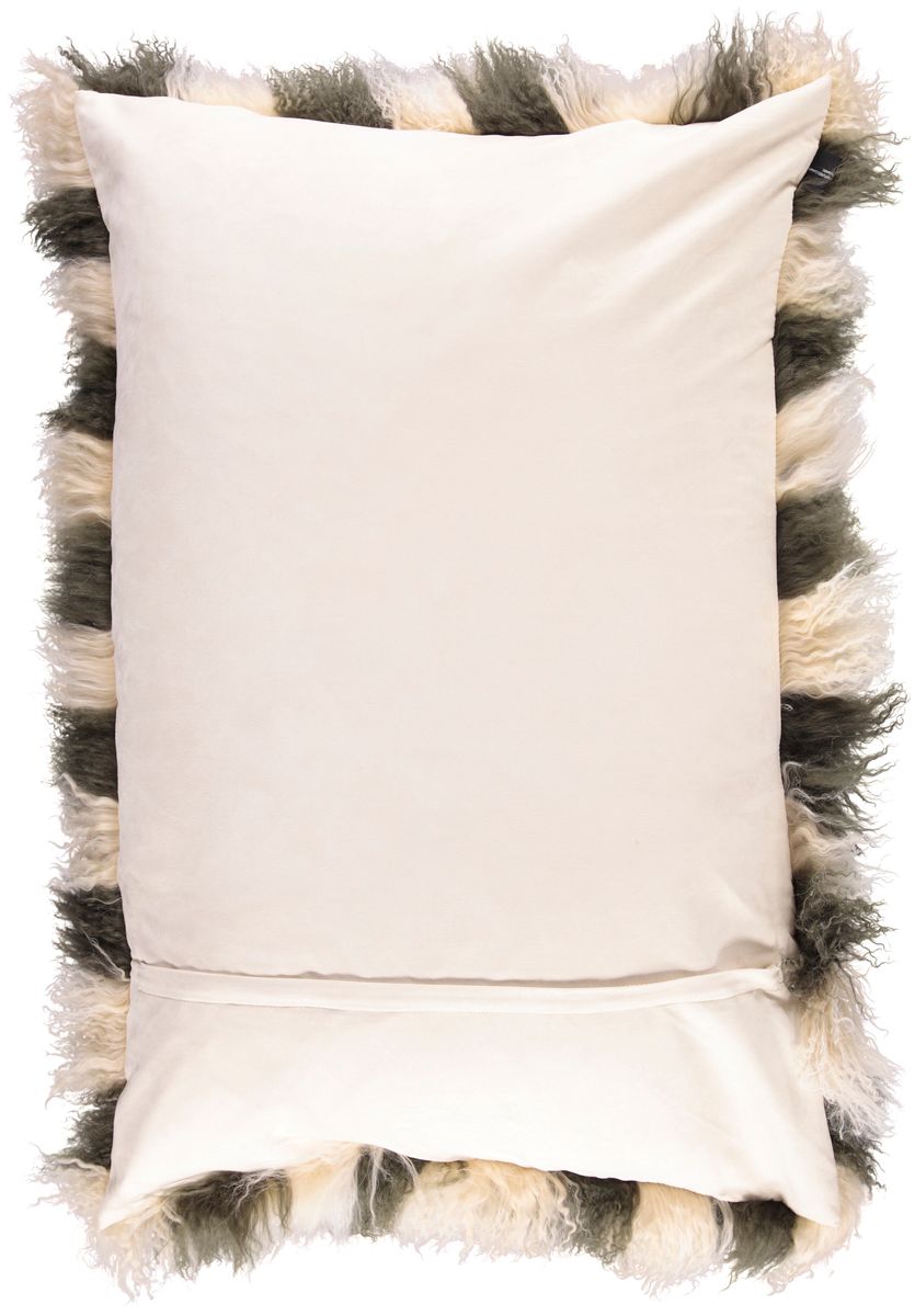Saueskinnpute | Krøllet | Tibet | 60x90 cm Gyllenhvit / Mørkegrønn