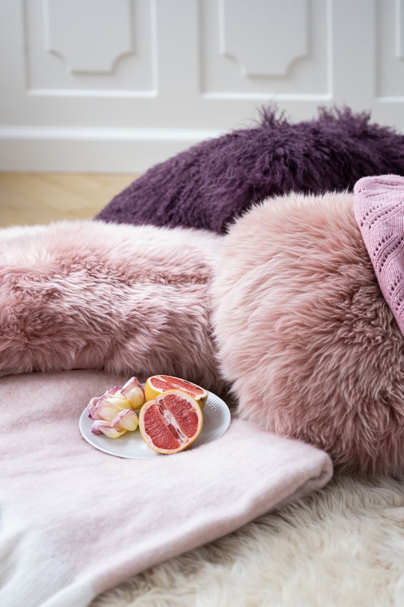 Kaste av mohairull Lys rosa