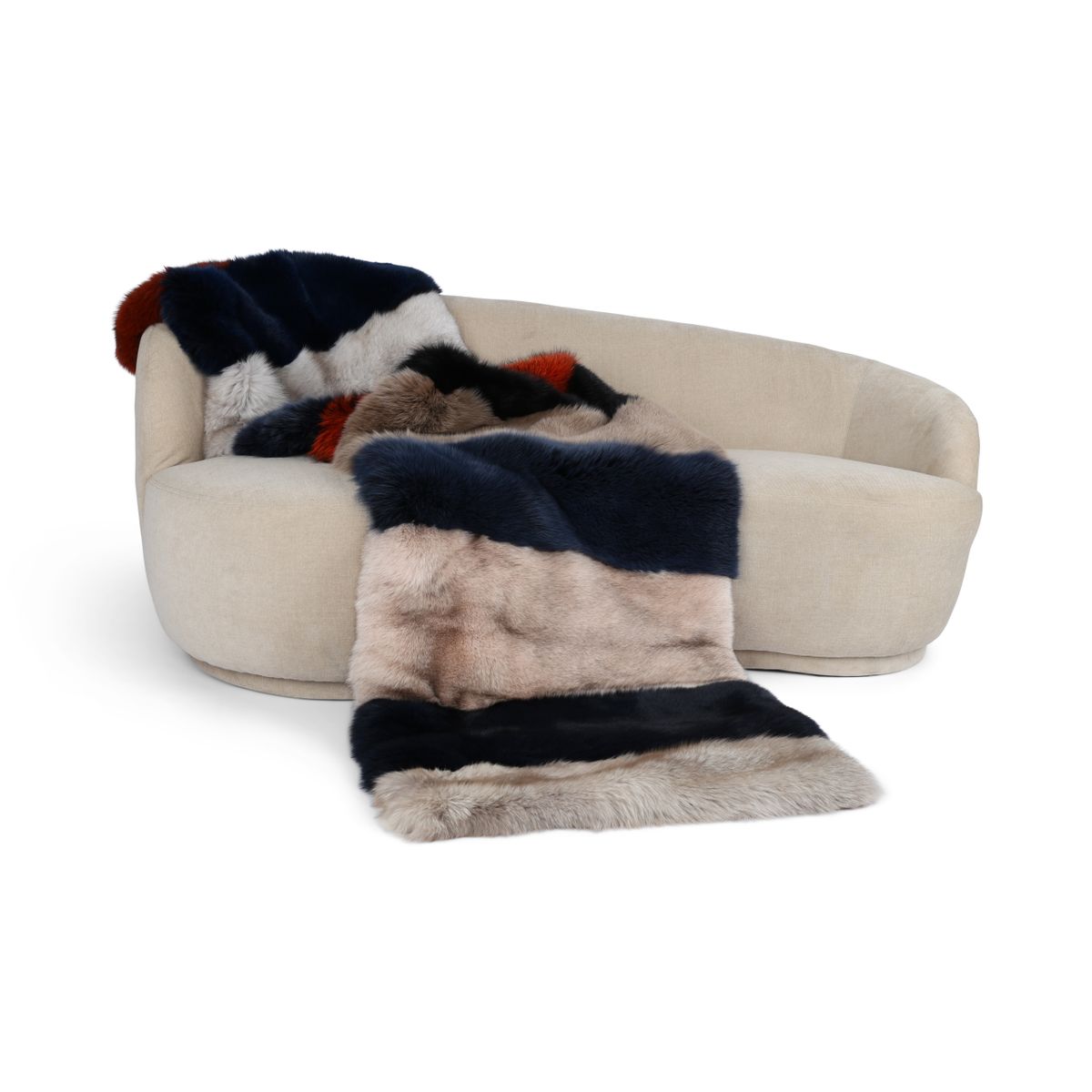 Premium revskinnspledd | Bakside i kasjmir | Flerfarget | 70x260 cm