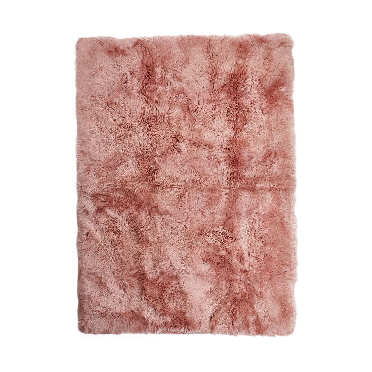 Langt ullteppe i saueskinn 120x180 cm Rosa