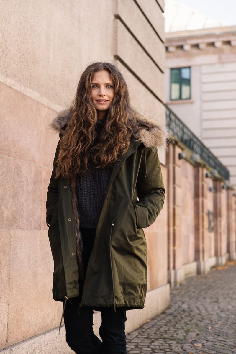 Petra jakke Hekk Grønn/Naturlig Brun