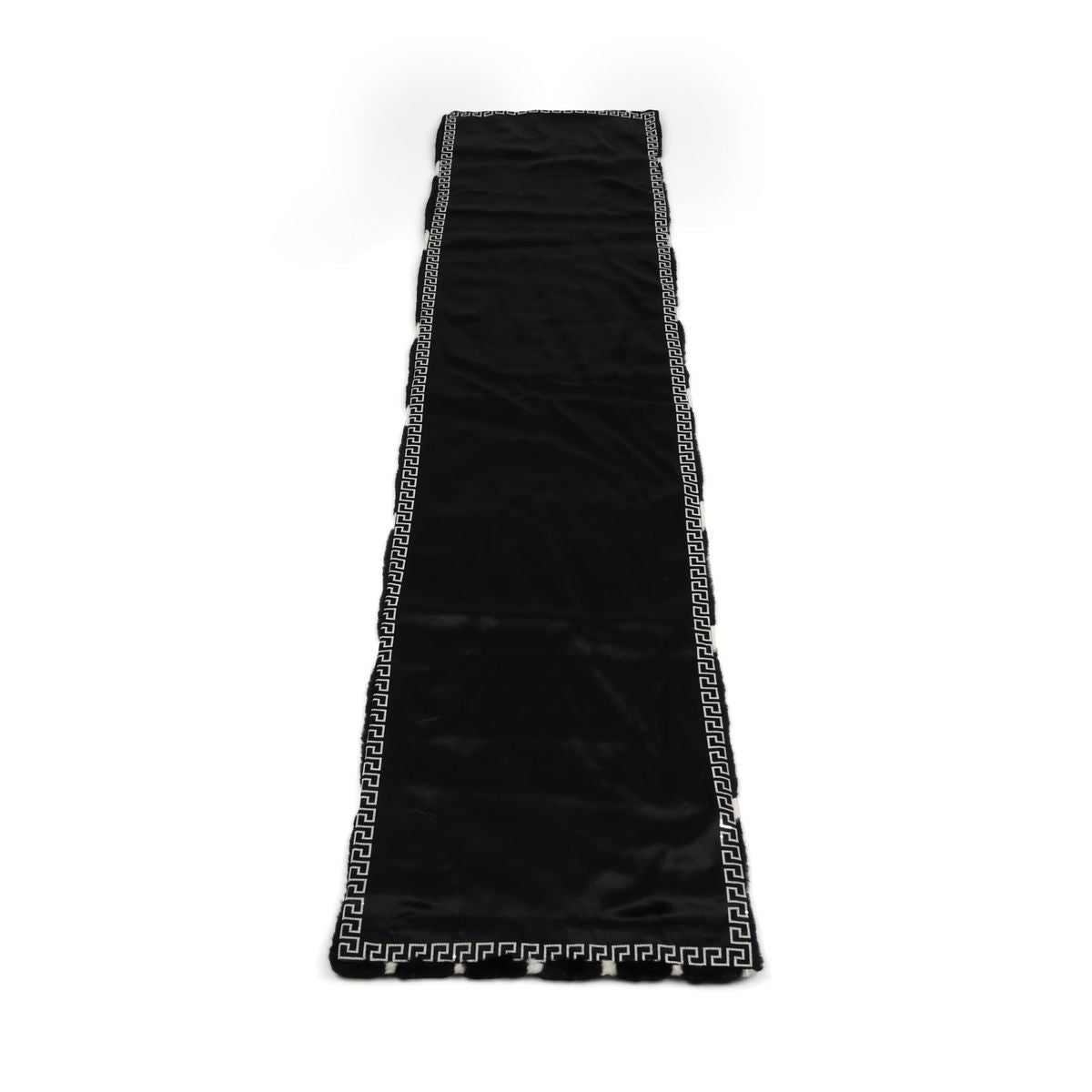 Minkpledd | Bakside i kasjmir | Svart/Hvit | 50x220 cm Svart/Hvit