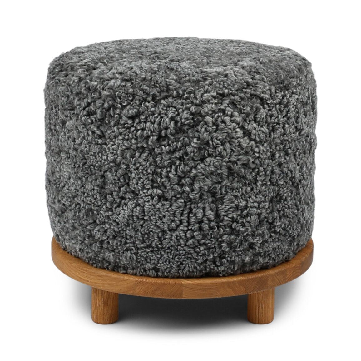 Simon pouf | Korthåret | D46xH42 cm Grå