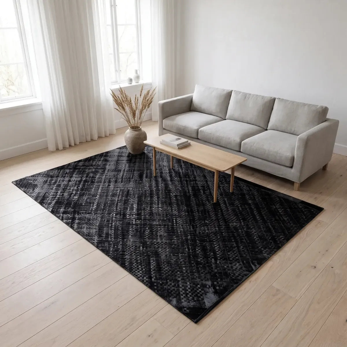 Svart kuskinn designteppe | Brasil | 200x300 cm | 170x240 cm