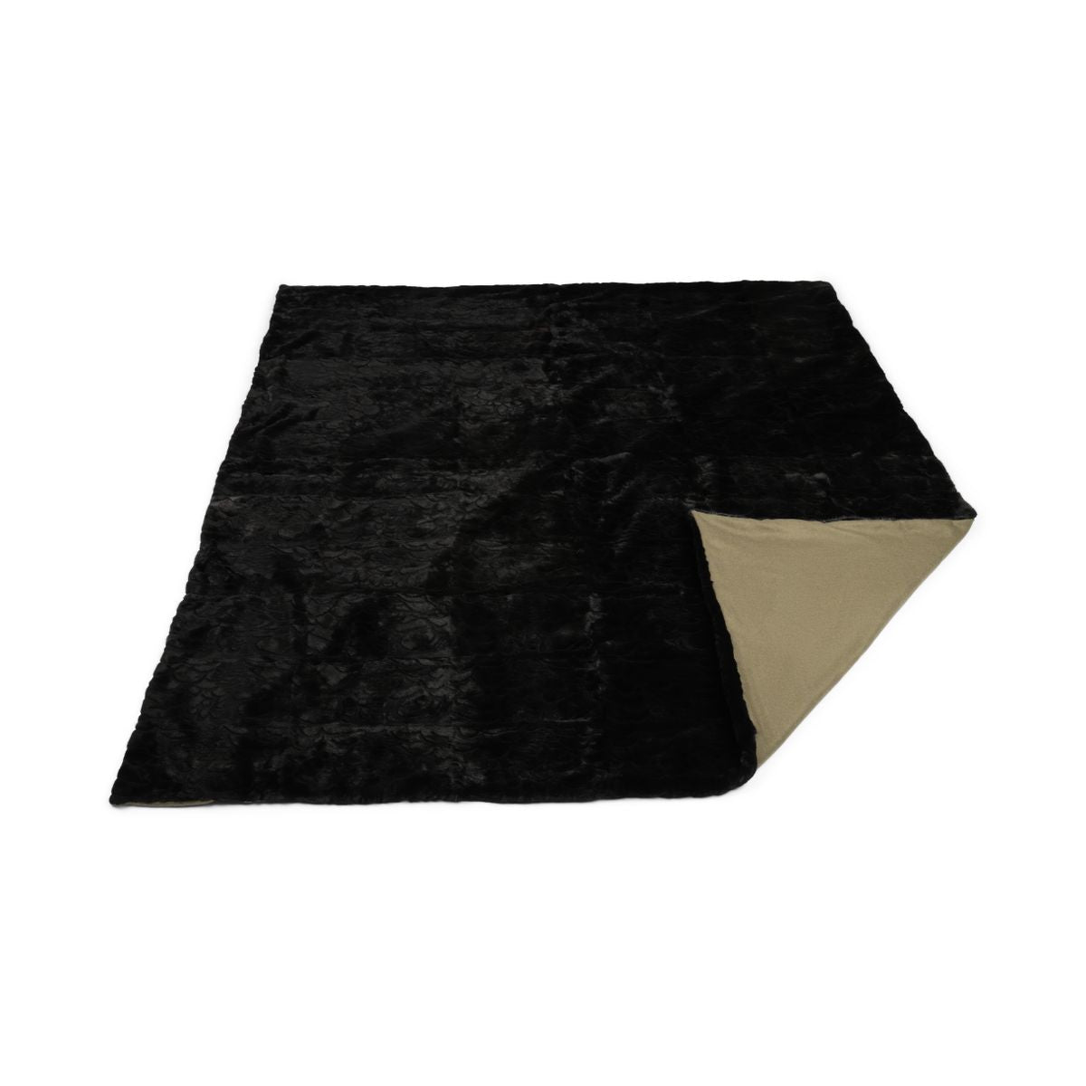 Minkpledd | Bakside i kasjmir | Svart | 200x200 cm