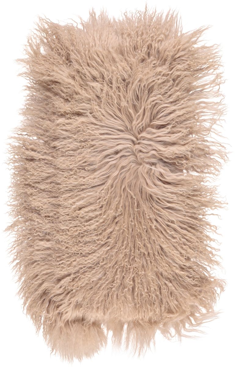 Saueskinnspute | Krøllet | Tibet | 28x56 cm Varm Sand