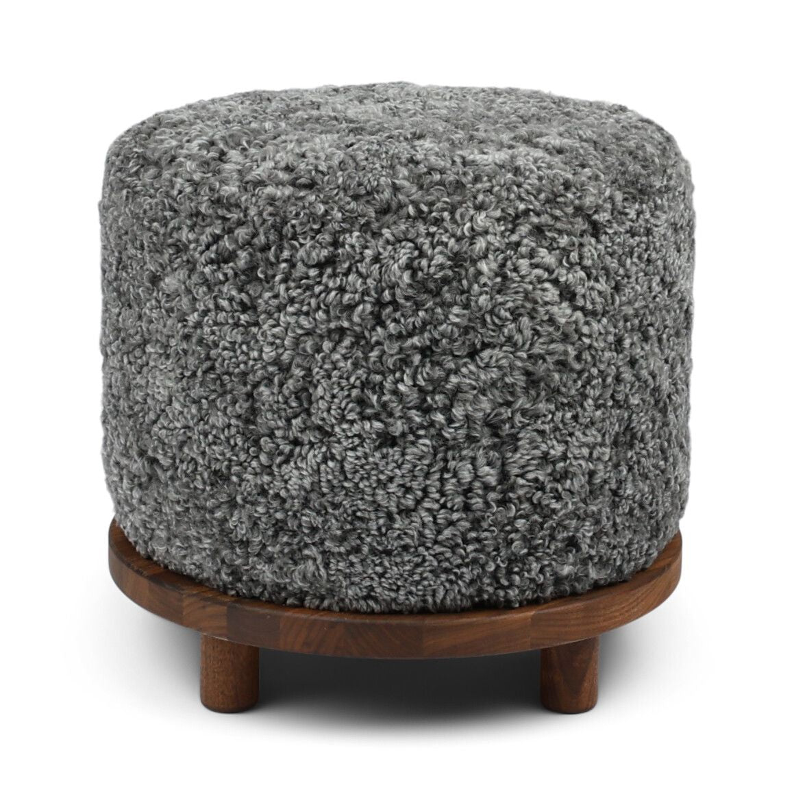 Simon pouf | Korthåret | D46xH42 cm Grå