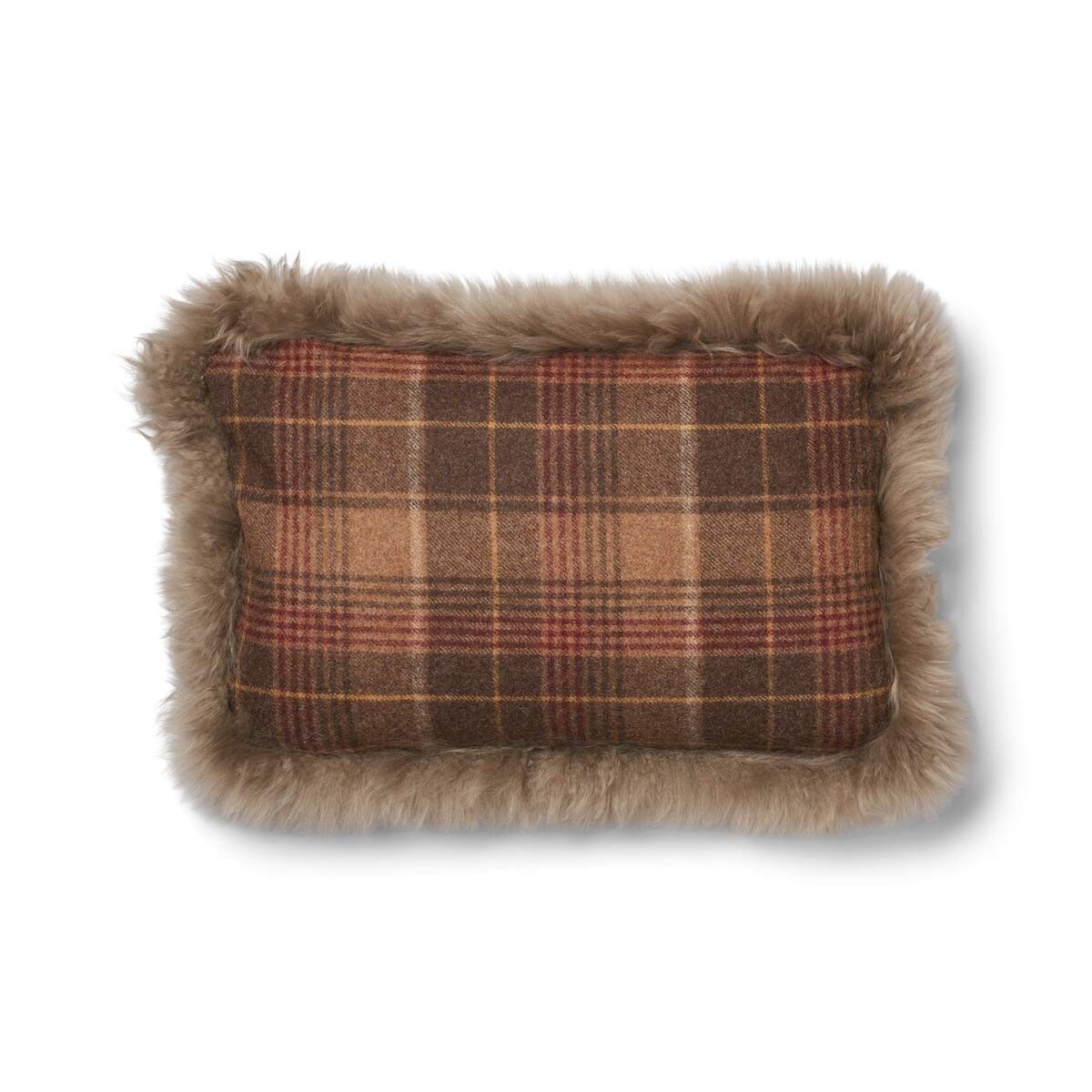 Checked Collection | Ullpute | Langhåret | Dobbeltsidig | 52x52 cm | 34x52 cm Kakao – Mørkebrun / Lysebrun