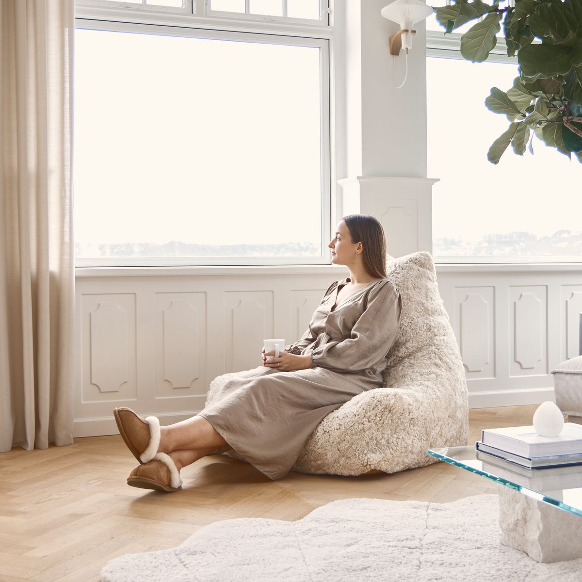 Sakosekk | Korthåret | New Zealand | 100x100x80 cm Koksgrå