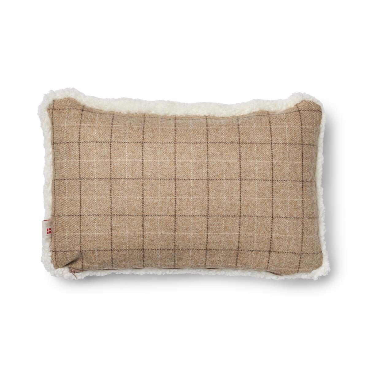 Checked Collection | Ullpute | Korthåret | 52x52 cm | 34x52 cm Rutete / Beige / Hvit