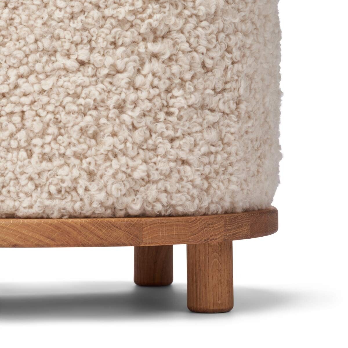Simon pouf | Korthåret | D46xH42 cm Pearl