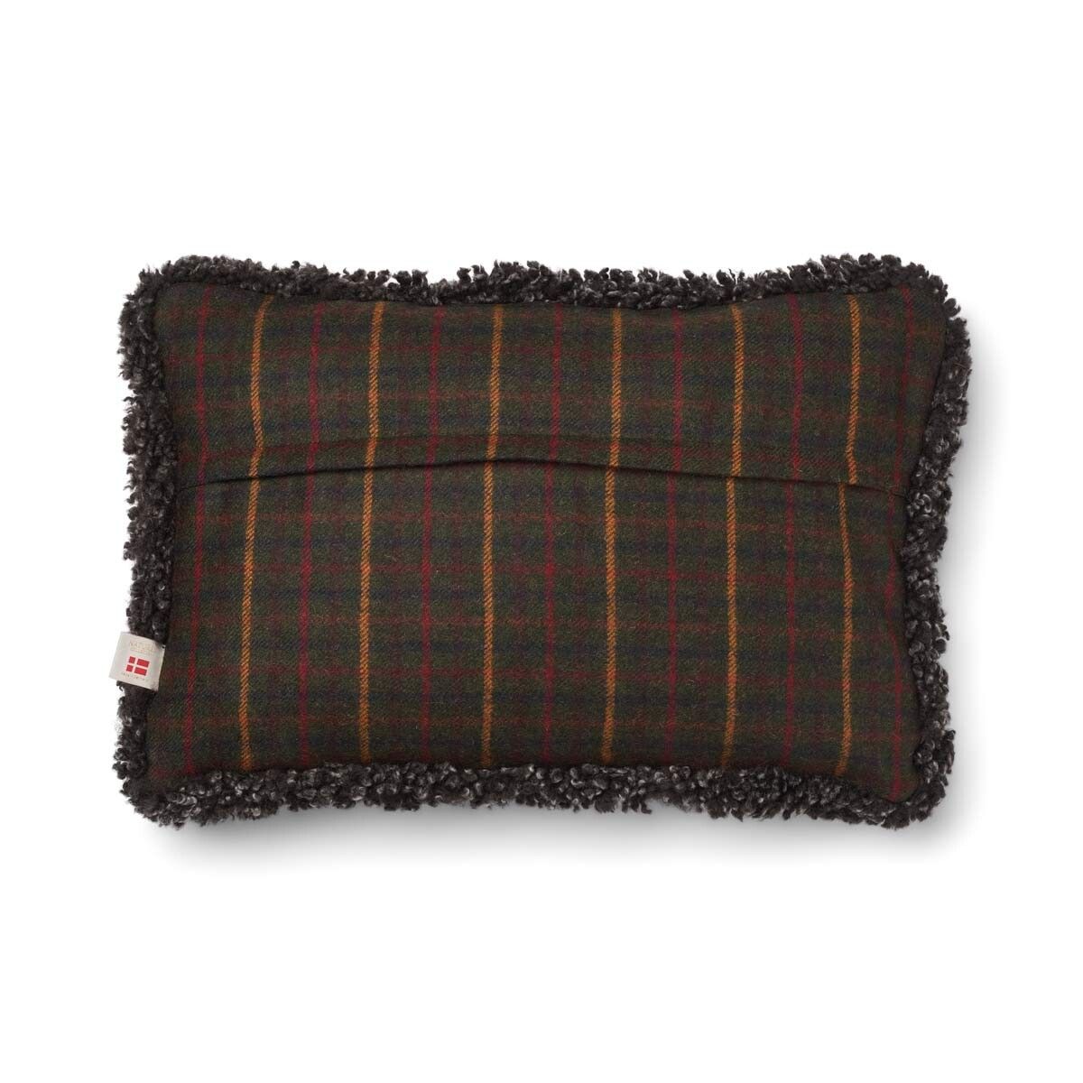 Checked Collection | Ullpute | Korthåret | Dobbeltsidig | 52x52 cm | 34x52 cm Rutet Mørkegrønn / Cappuccino