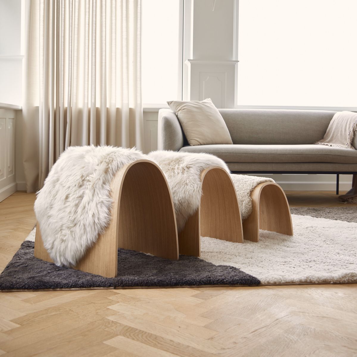 Sheep Stool cover | Langhåret | New Zealand Svart