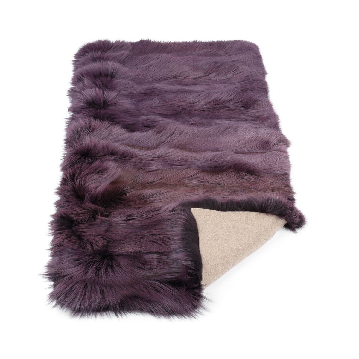 Premium Revskinnspledd | Kasjmirbakside | Lilla | 150x70 cm