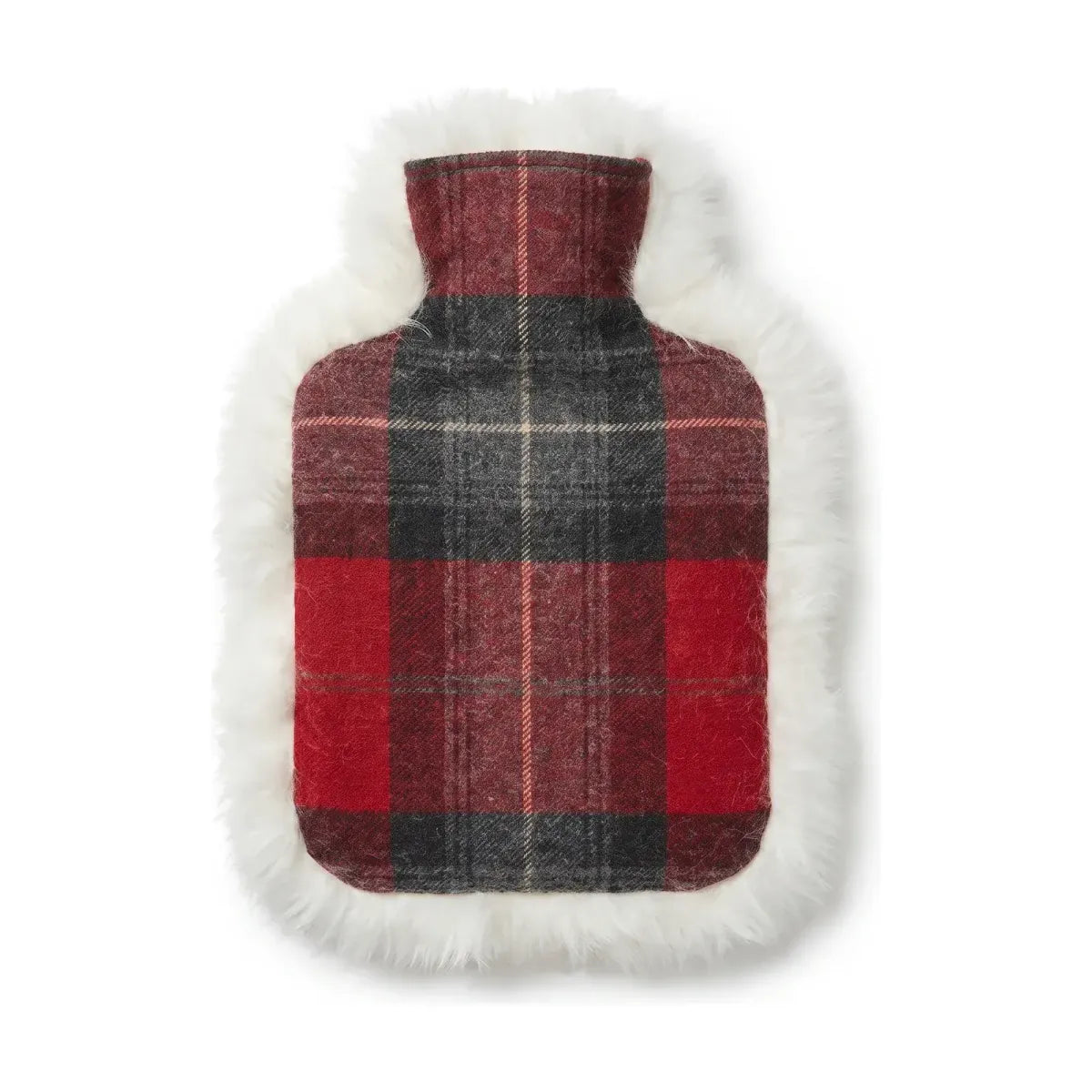 Varmtvannsflaske | Fåreskinn og ull | 37 x 27 cm Skye Red Tartan/Hvit